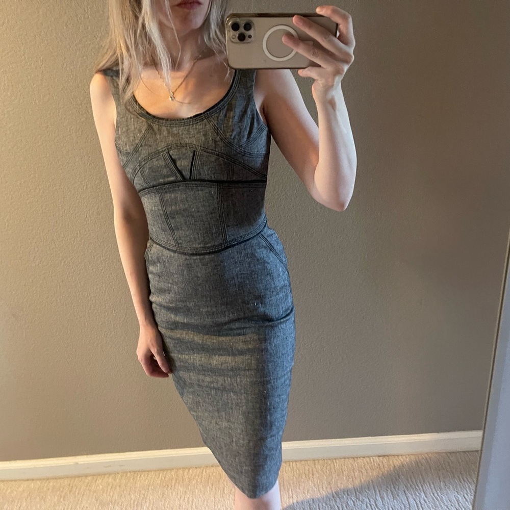 Bebe Linen Gray Sleeveless Dress